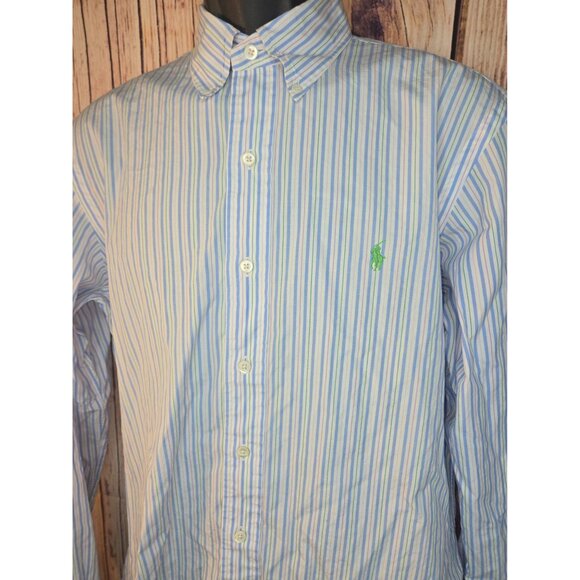 Ralph Lauren Mens Button-Down Shirt 15.5-32/33 Medium Custom Fit Striped - Picture 2 of 7